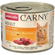 Вологий корм для дорослих котів Animonda Carny Adult яловичина та курка 200 г (4017721837033)