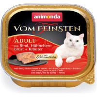 Вологий корм для дорослих котів Animonda Vom Feinsten Adult фарширована яловичина з курячою грудкою та зеленню 100 г (4017721832649)