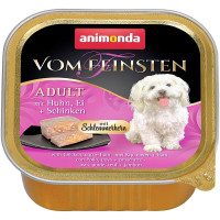 Вологий корм для дорослих собак Animonda Vom Feinsten Adult фарширована курка з яйцем та шинкою 150 г (4017721826464)