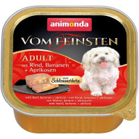 Вологий корм для дорослих собак Animonda Vom Feinsten Adult фарширована яловичина з бананами та абрикосами 150 г (4017721826662)