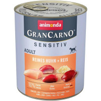Вологий корм для дорослих собак Animonda GranCarno Sensitiv Adult курка та рис 800 г (4017721824477)