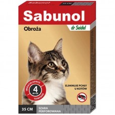 Нашийник від кліщів і бліх для котів Sabunol сірий 35 см (5901742001476)