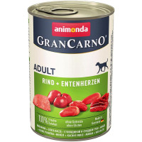 Вологий корм для дорослих собак Animonda GranCarno Original Adult яловичина та качині серця 400 г (4017721827461)